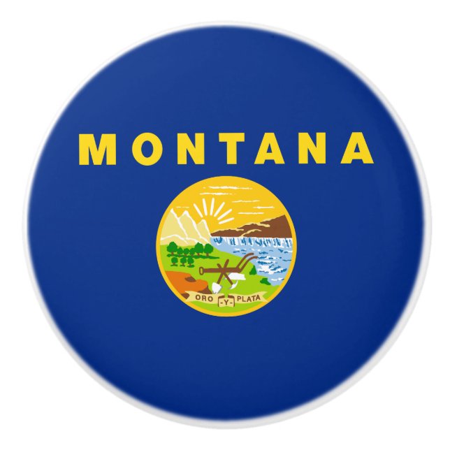 Montana State Flag Ceramic Knob (Front)