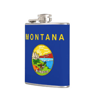 Montana State Flag Design Hip Flask