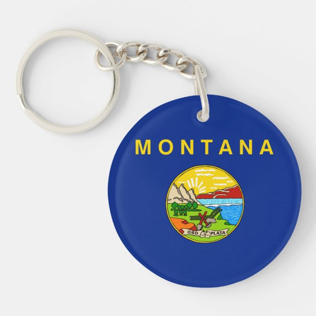 Montana State Flag Design Keychain (Front)