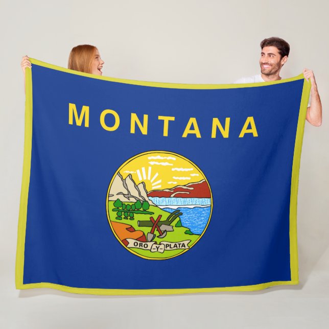 Montana State Flag Print Patriotc Fleece Blanket (In Situ)