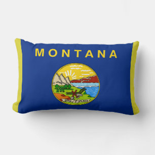 Montana State Flag Print Patriotic Lumbar Pillow