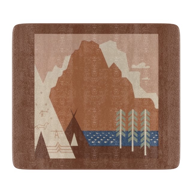 Montana State: Indian Tribes, Mountains, Prairie Cutting Board (Front)
