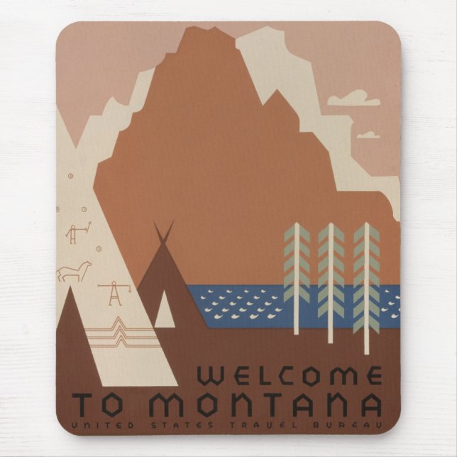 Montana State: Indian Tribes, Mountains, Prairie Mouse Pad (Front)