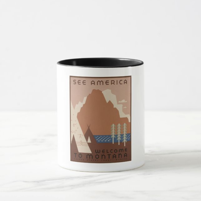 Montana State: Indian Tribes, Mountains, Prairie Mug (Center)