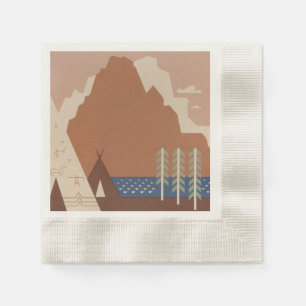 Montana State: Indian Tribes, Mountains, Prairie Napkin