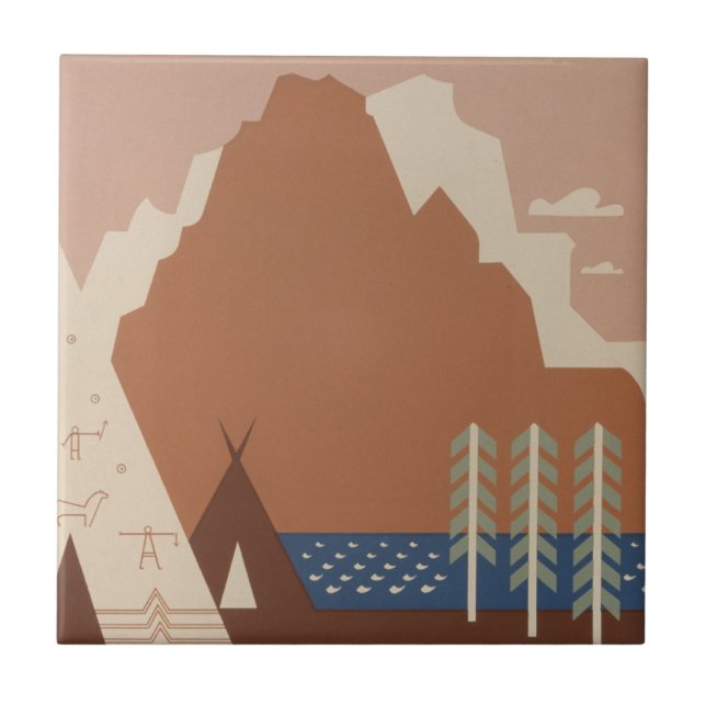 Montana State: Indian Tribes, Mountains, Prairie Tile (Front)