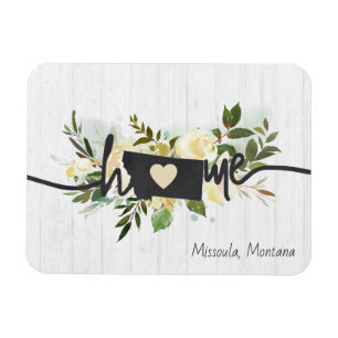 Montana State Personalized Your Home City Rustic Magnet