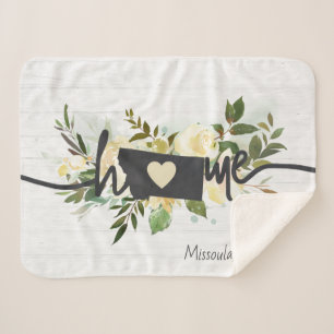 Montana State Personalized Your Home City Rustic Sherpa Blanket
