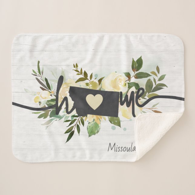 Montana State Personalized Your Home City Rustic Sherpa Blanket (Front (Horizontal))