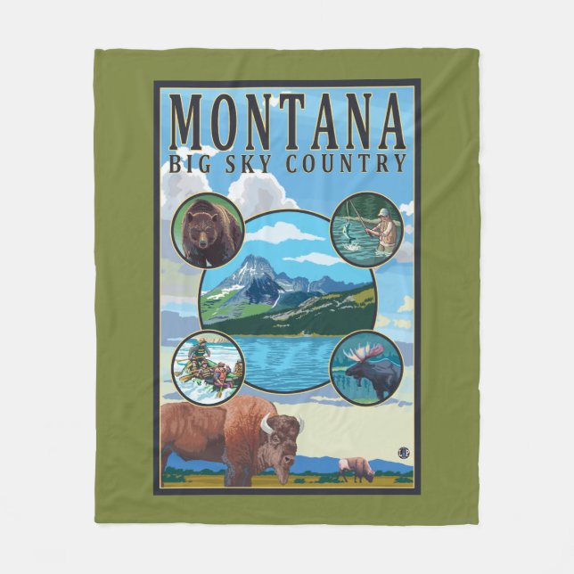 Montana State Scenes Fleece Blanket (Front)