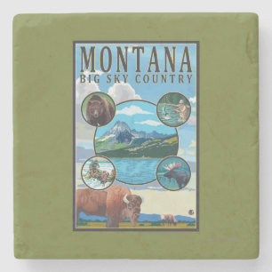 Montana State Scenes Stone Coaster