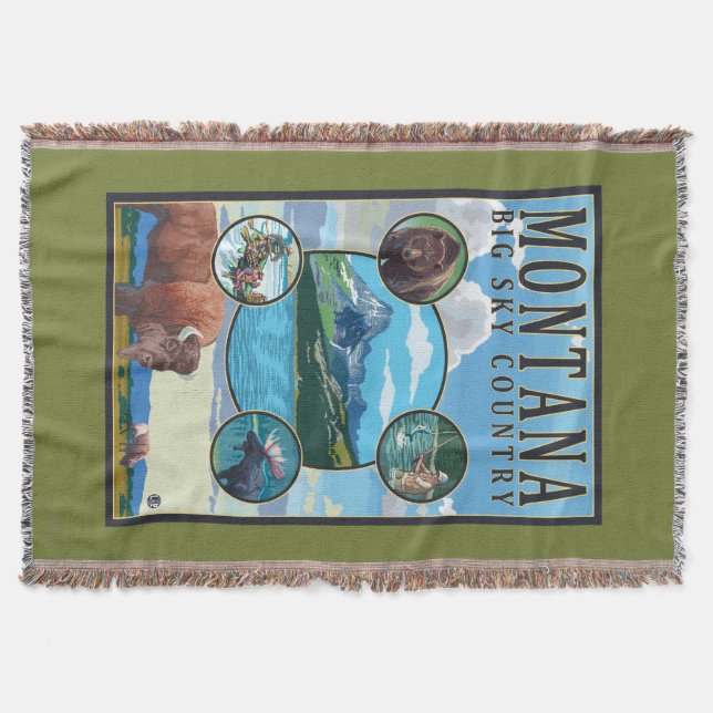 Montana State Scenes Throw Blanket (Front)