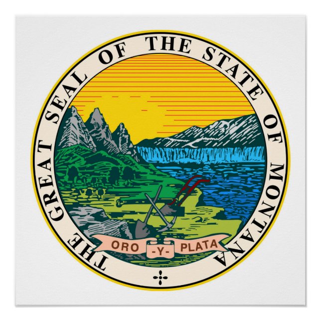 Montana state seal america republic symbol flag poster (Front)