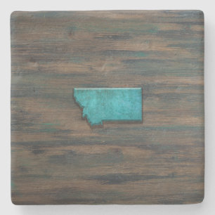Montana State Shape Teal Stone Coaster