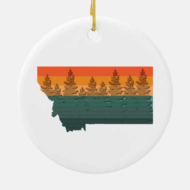 Montana State Tree Silhouette Ceramic Ornament (Back)