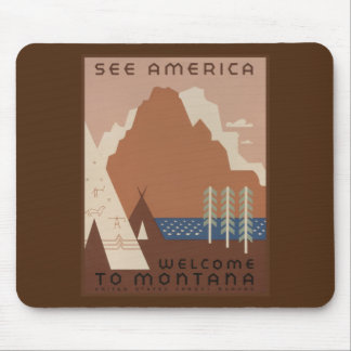 Montana State WPA Travel AD, Native American Mouse Pad