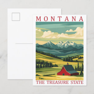 Montana the Treasure State USA Travel Place Postcard