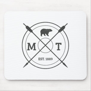 Montana Usa Vintage Grizzly Bear America Souvenir  Mouse Pad
