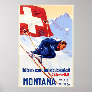 Montana Valais Swiss Suisee Switzerland Mountains Poster