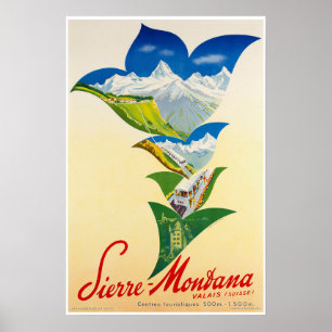 Montana,Valais,Switzerland,Ski Poster