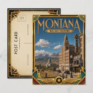 Montana Vintage Art Deco Golden Age Postcard