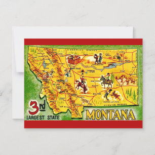 Montana Vintage Map Postcard