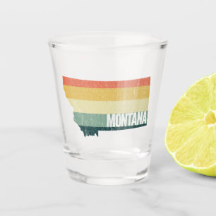 Montana Vintage Retro Sunset Distressed State Map Shot Glass