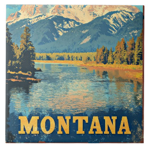 Montana Vintage Travel Poster Tile