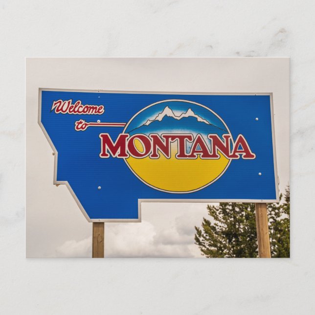 Montana Welcome Sign - Montana border Postcard (Front)