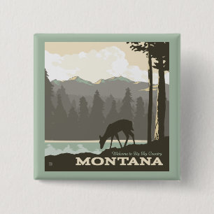 Montana   Welcome to Big Sky Country 2 Inch Square Button