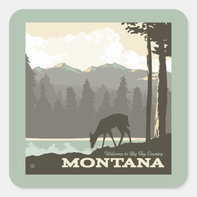 Montana | Welcome to Big Sky Country Square Sticker (Front)
