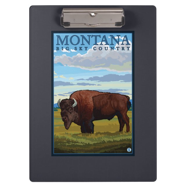 MontanaBison Vintage Travel Poster Clipboard (Front)
