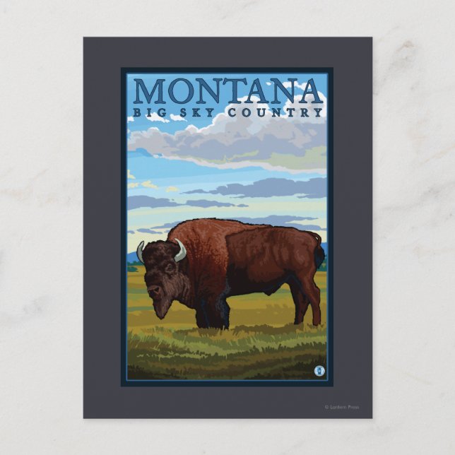 MontanaBison Vintage Travel Poster Postcard (Front)