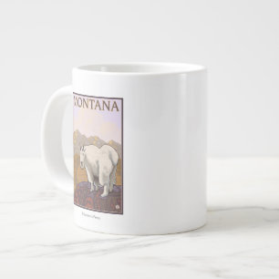 MontanaMountain Goat Vintage Travel Poster Large Coffee Mug