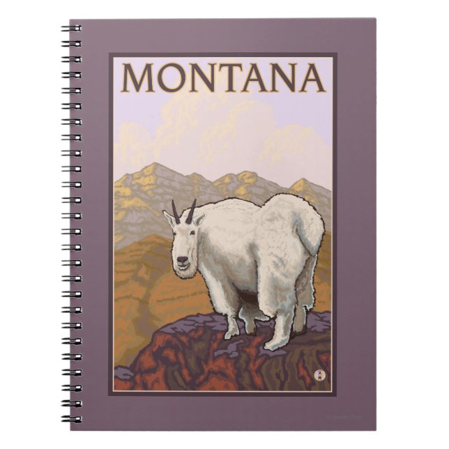 MontanaMountain Goat Vintage Travel Poster Notebook (Front)