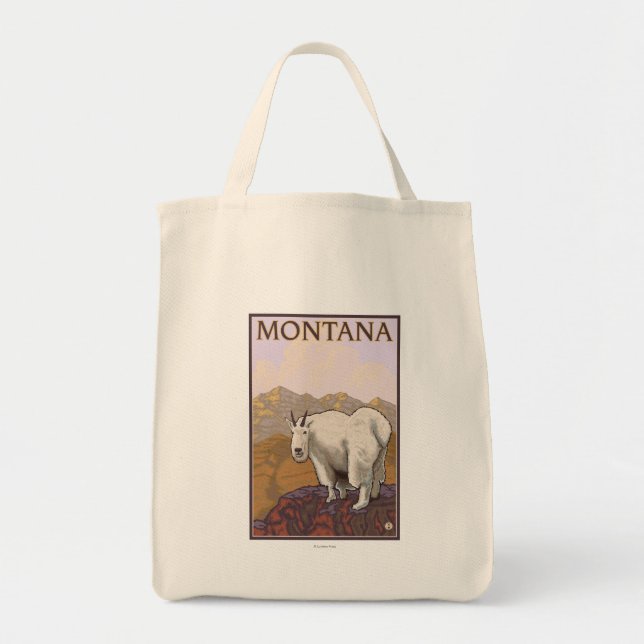 MontanaMountain Goat Vintage Travel Poster Tote Bag (Front)