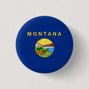 Montanan Flag, Flag of Montana 1 Inch Round Button