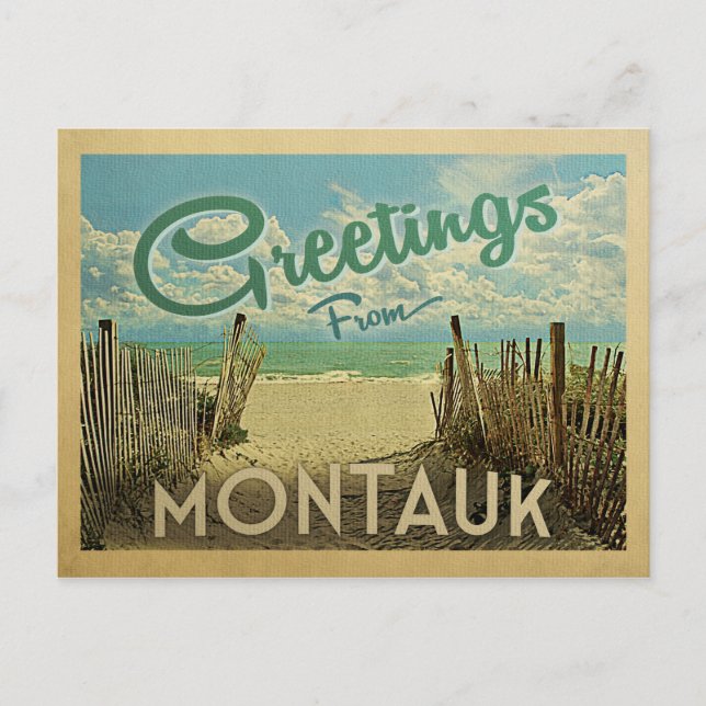 Montauk Beach Vintage Travel Postcard (Front)