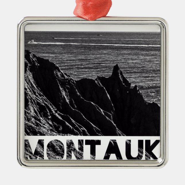 montauk graphic metal ornament (Front)
