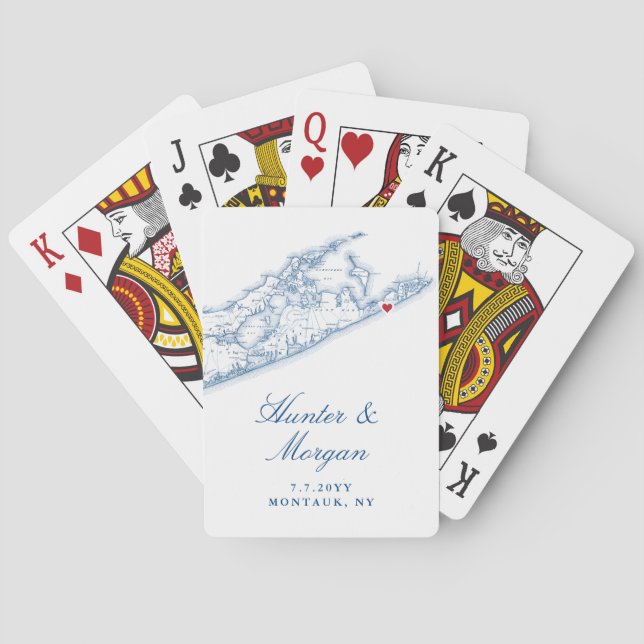 Montauk Hamptons Destination Wedding Favour Playing Cards (Back)