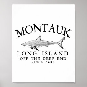 Montauk Li Off The Deep End Shark Fishing Vintage Poster