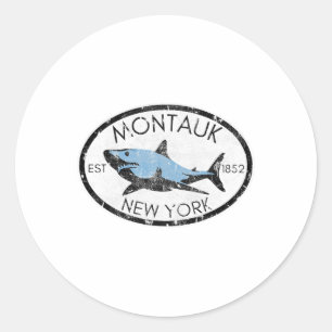 Montauk New York Fishing Shark Fish Beach Boating  Classic Round Sticker