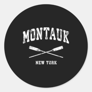 Montauk New York Vintage Nautical Crossed Oars  Classic Round Sticker