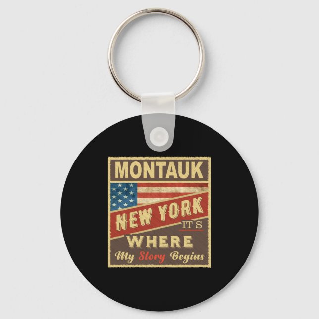Montauk Ny Its Where My Story Begins _1  Keychain (Front)
