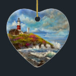 Montauk Point Lighthouse Ceramic Ornament<br><div class="desc">Created from my Original Art</div>