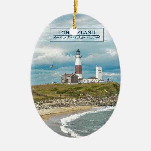 Montauk Point Lighthouse Ceramic Ornament (Front)