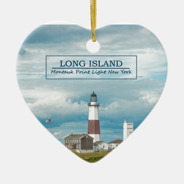 Montauk Point Lighthouse Ceramic Ornament (Front)