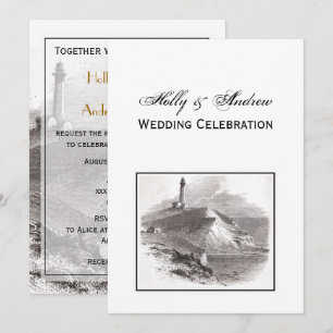 Montauk Point Lighthouse Hamptons Wedding Invitation