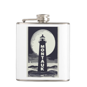 Montauk Point Lighthouse Moon Hip Flask