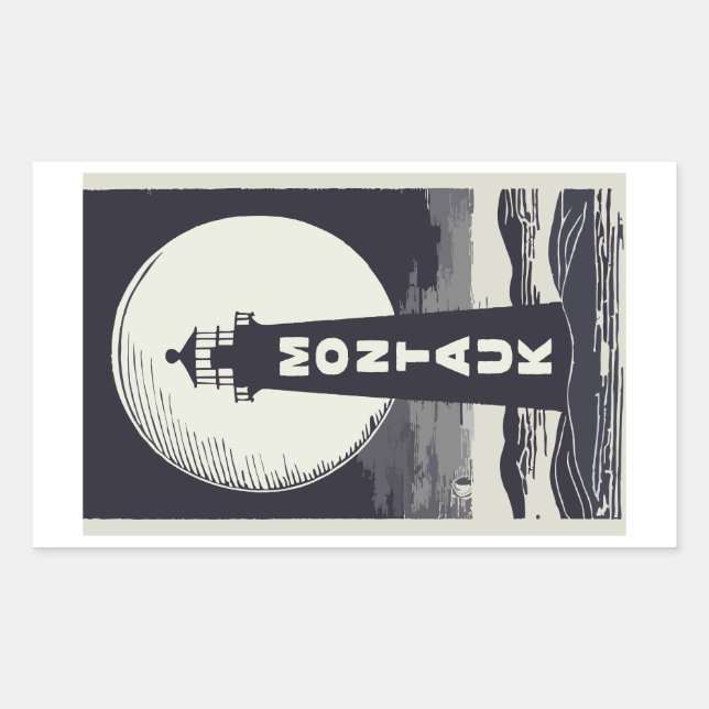 Montauk Point Lighthouse Moon Sticker (Front)